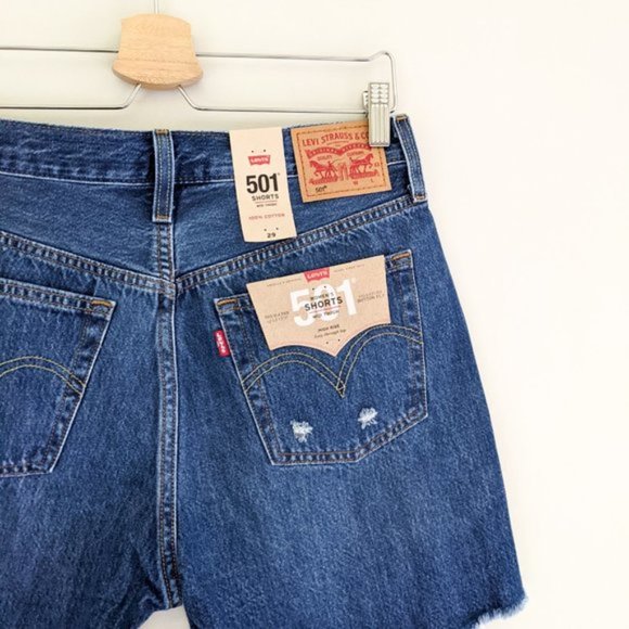 New Levi's 501 Mid Thigh High Rise Denim Shorts - Picture 5 of 10